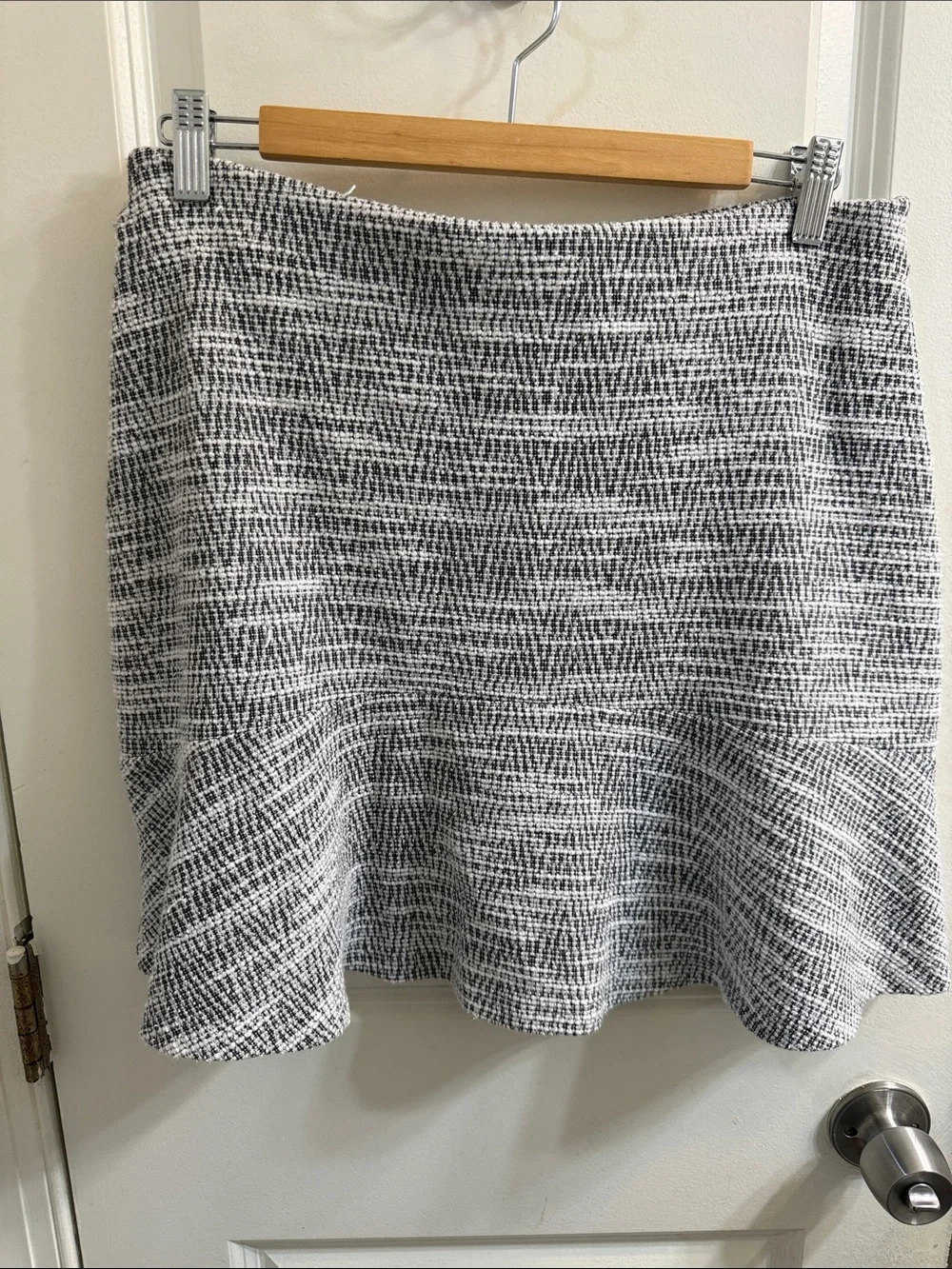 LOFT Black and White Textured Skater Skirt